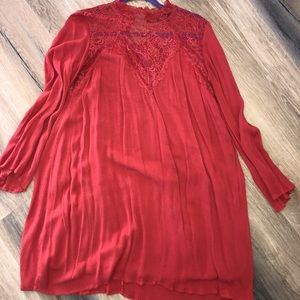 Burnt orange chiffon flowy dress